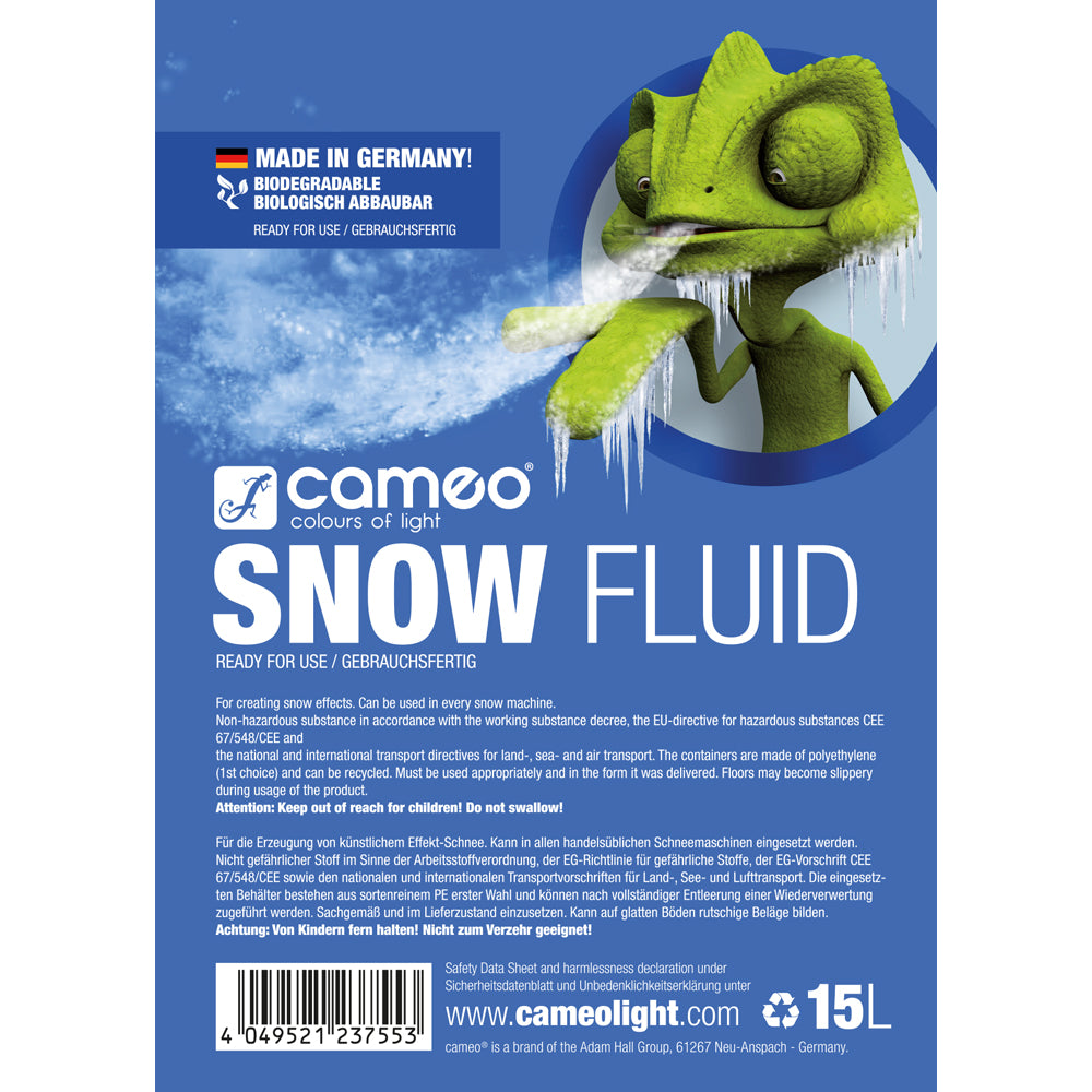 Cameo SNOW FLUID 15 L - Specialvätska för snömaskiner för produktion av skum 15 L