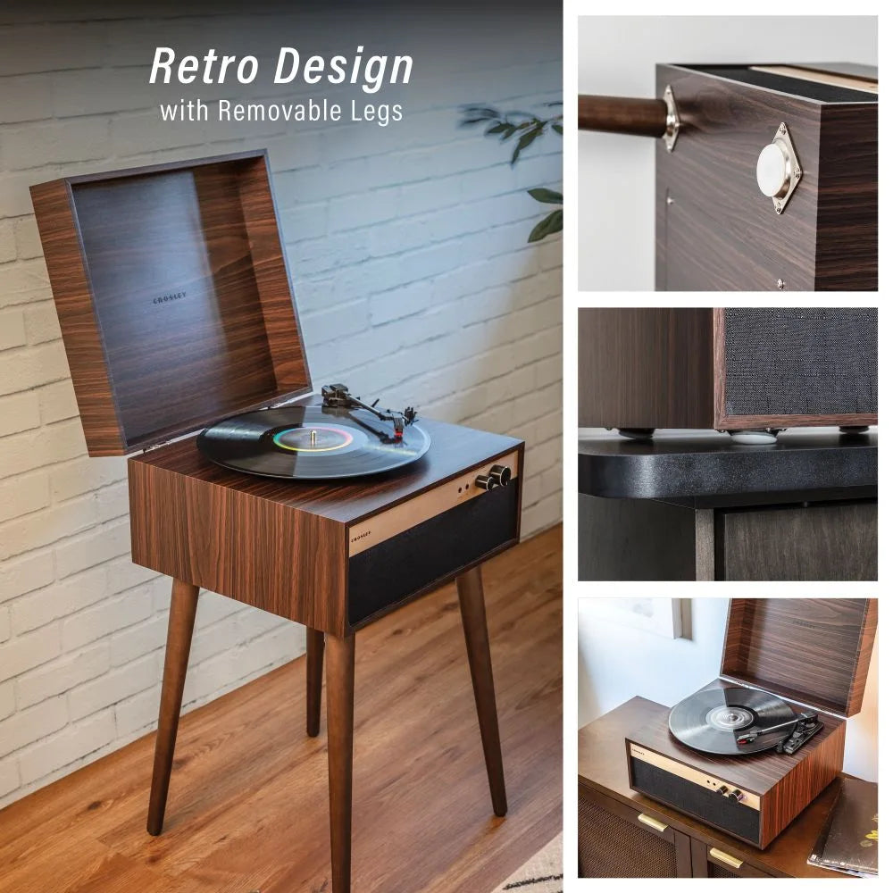 Crosley Jasper retro-skivspelare, valnöt