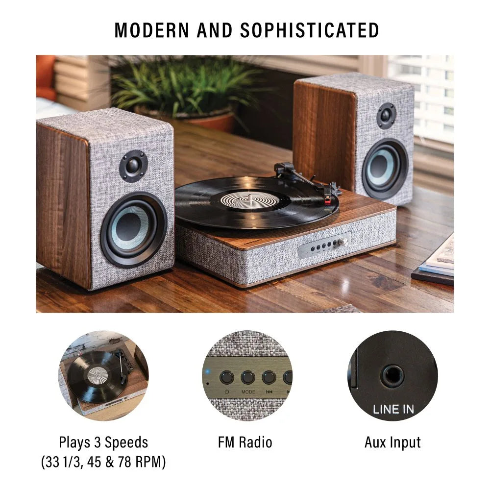 Crosley Arya skivspelare med högtalare, grå