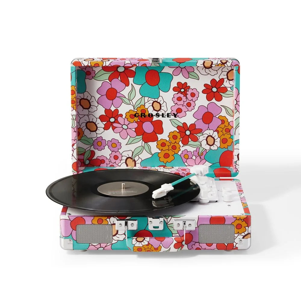 Crosley Cruiser Plus skivspelare tvåvägs Bluetooth (groovigt blommönster)