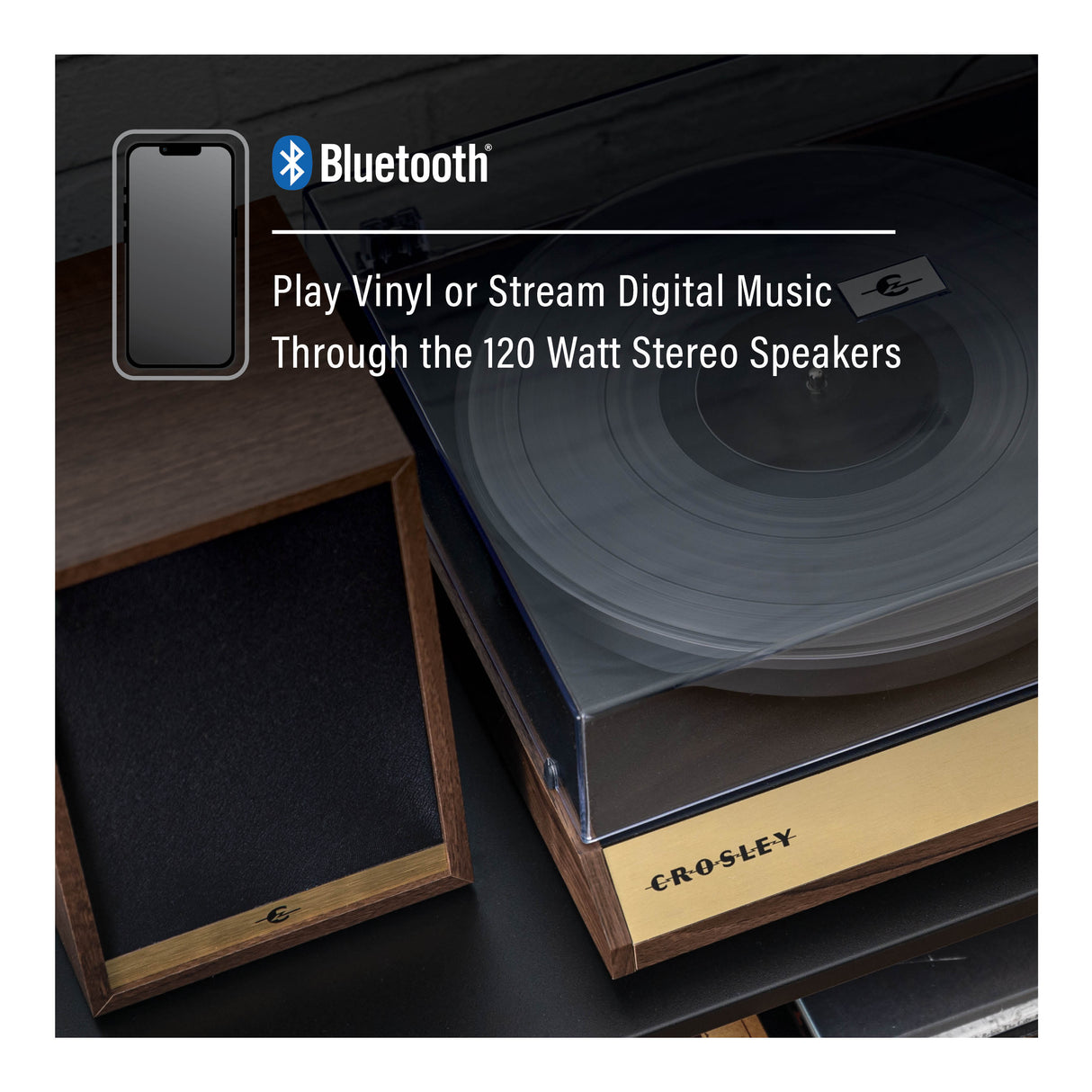 Crosley C72 skivspelare med högtalare (valnöt)