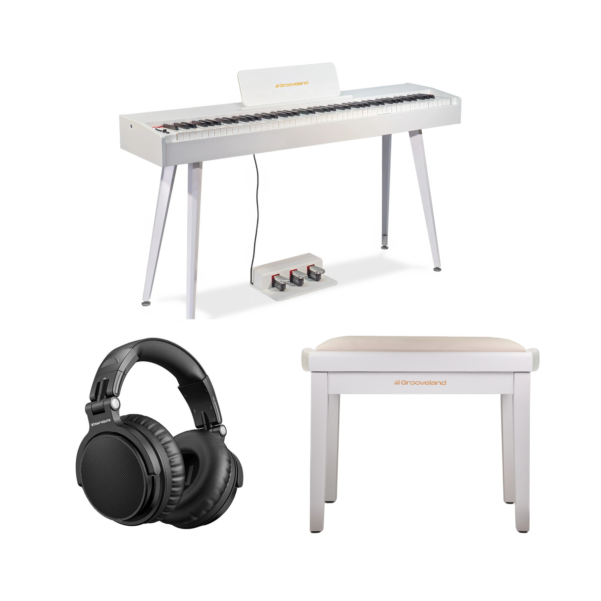 Grooveland DDP-140 Elpiano (Vitt) Paket