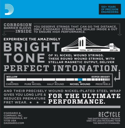 Daddario EXL110-3D gitarrsträngar 3-pack (vanligt ljus 10-46)