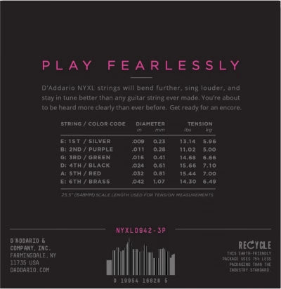 Daddario NYXL gitarrsträngar 3-pack (09-42)