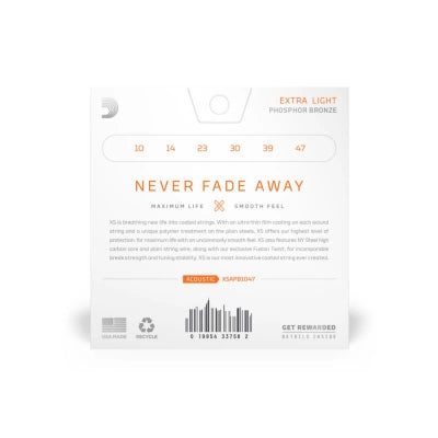 Daddario XSAPB1047 fosforbrons gitarrsträngar (extra lätta, 10-47)