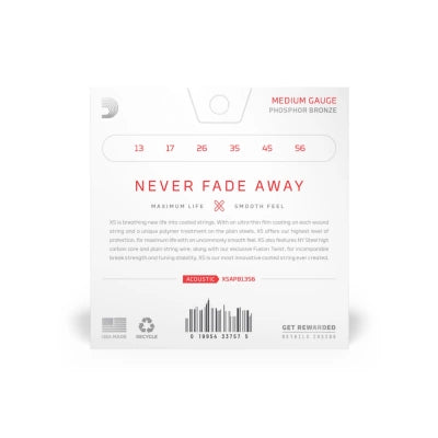 Daddario XSAPB1356 fosforbrons gitarrsträngar (medium, 13-56)