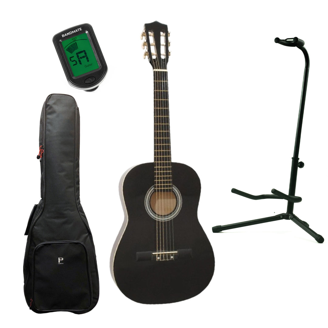 DiMavery AC-303 klassisk spansk gitarr 3/4 (svart) startpaket
