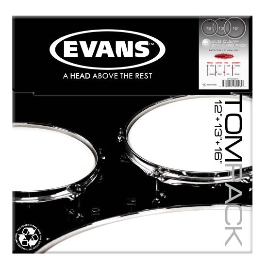 Evans EC2S Skindpakke Standard Set Clear - 12", 13", 16"