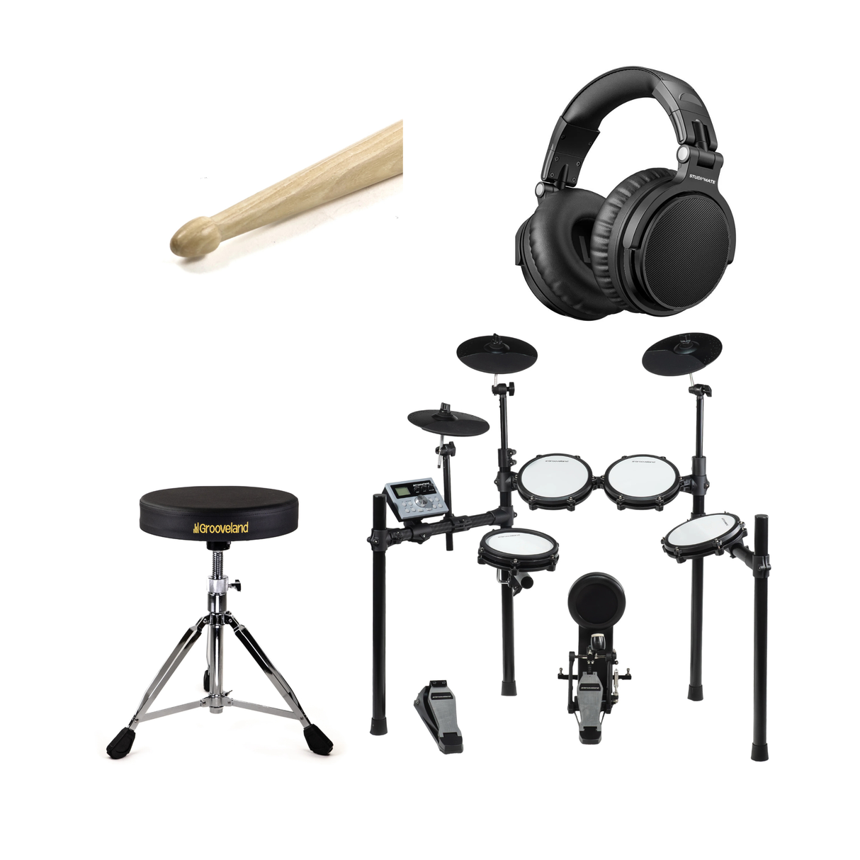 Grooveland ED200 Pro Elektriskt Trumset Komplett Paket