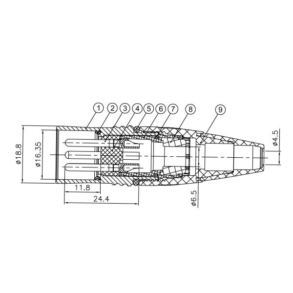 Enova 3-Pin XLR han kabelkontakt, Svart IP67 Outdoor