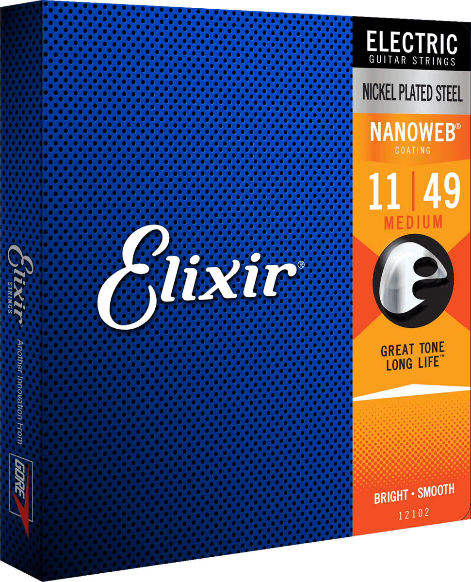 Elixir Nanoweb Guitar Strings (Medium, 11-49)