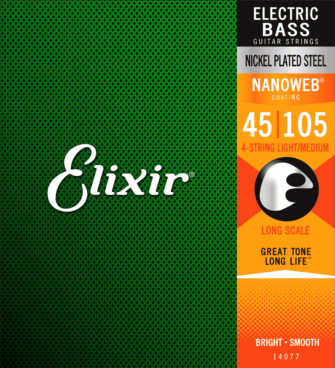 Elixir Nanoweb Nickel Bass Strings (Medium, 45-105)