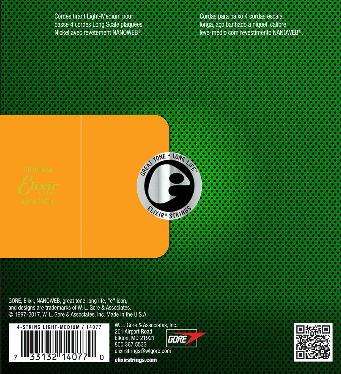 Elixir Nanoweb Nickel Bass Strings (Medium, 45-105)
