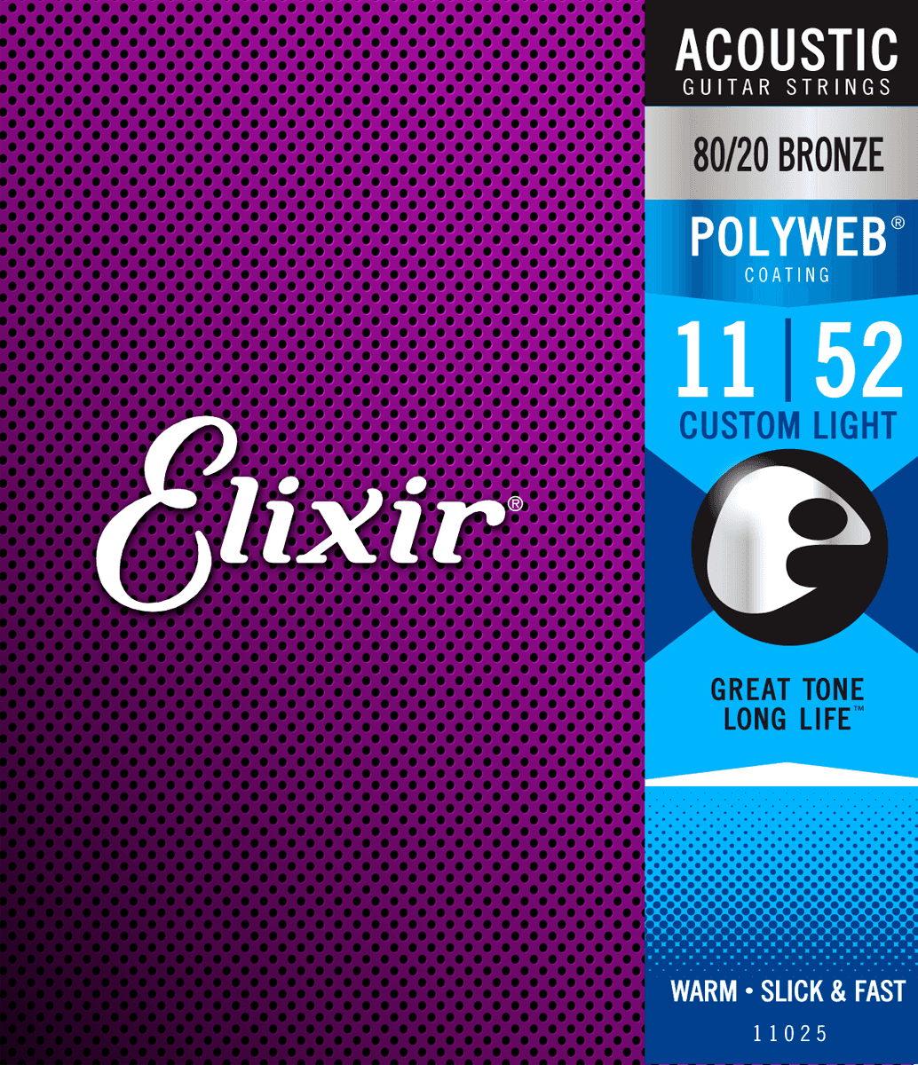 Elixir Polyweb Bronze 80/20 gitarrsträngar (Custom Light, 11-52)