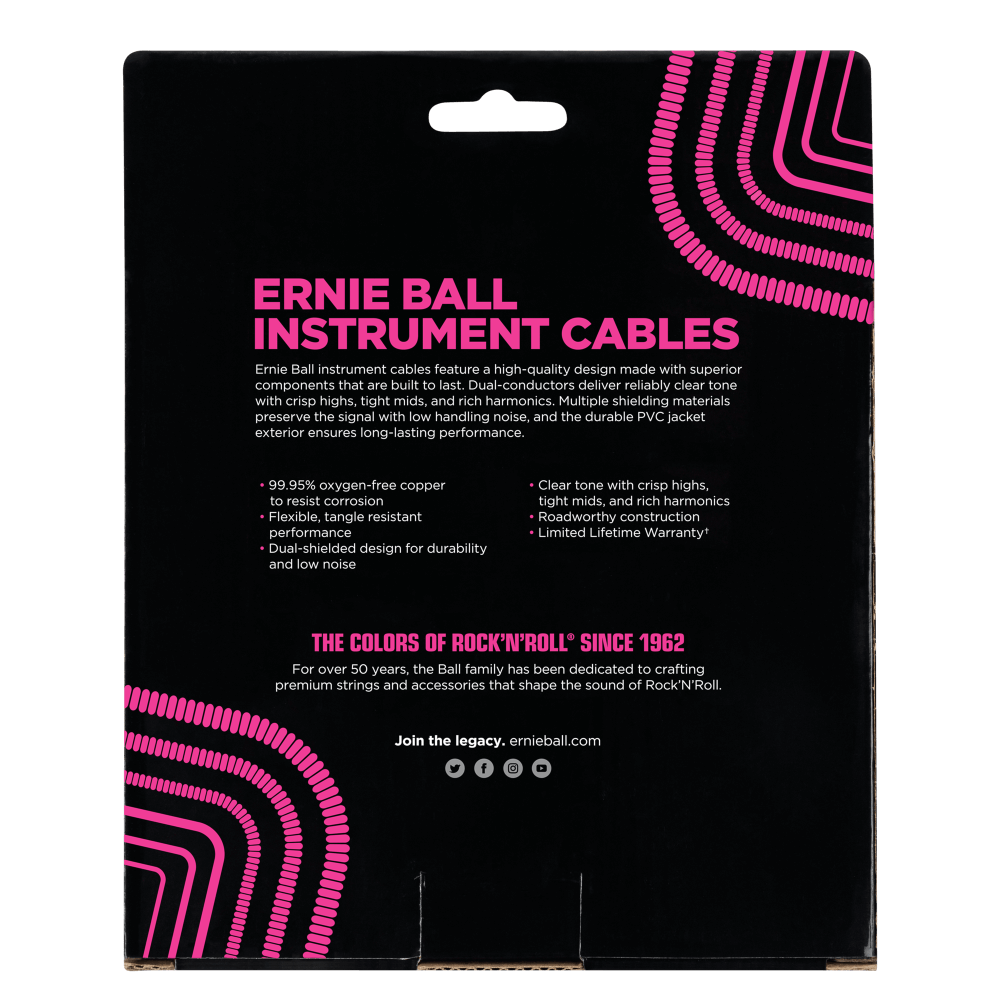 Ernie Ball 6044 gitarrkabel (svart, 9 m)