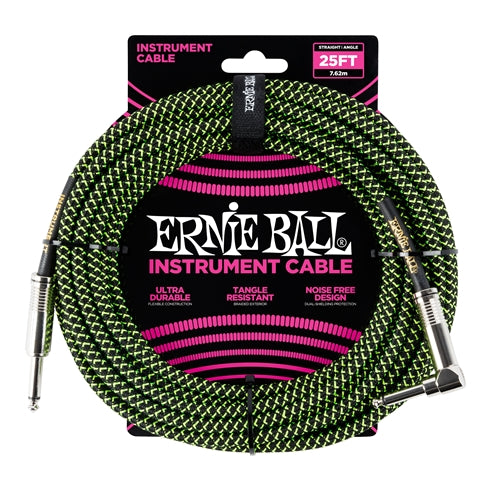 Ernie Ball 6066 gitarrkabel (svart, grön, 7,5 m)