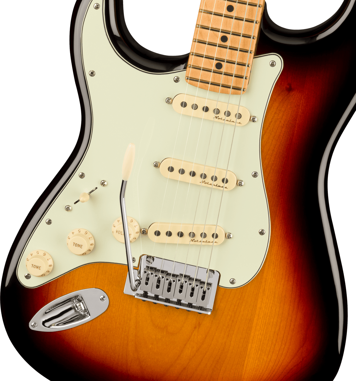 Fender Player Plus Stratocaster vänsterhänt elektrisk gitarr (3-färgad Sunburst )