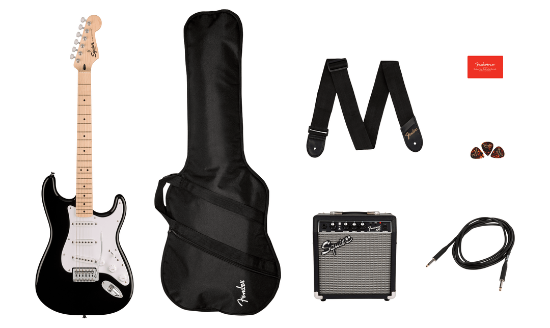 Fender Squier Sonic Stratocaster startsats för elgitarr (svart)