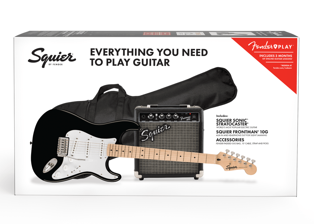 Fender Squier Sonic Stratocaster startsats för elgitarr (svart)
