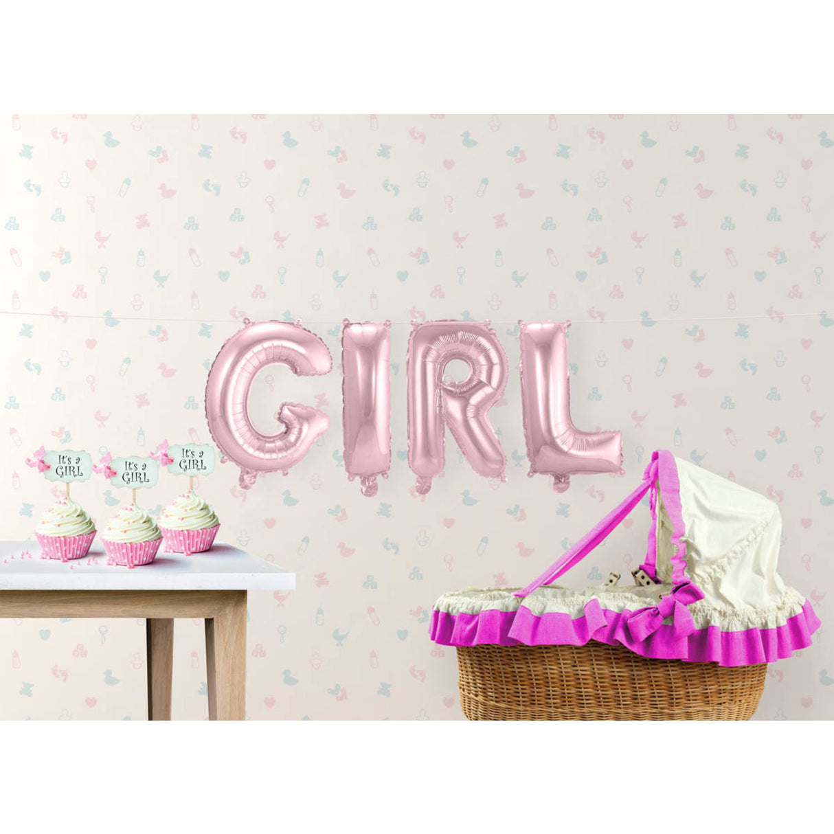 Folieballong Baby "Girl" (rosa)
