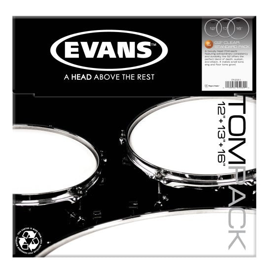 Evans G2 Skindpakke Standard Set Clear - 12", 13", 16"