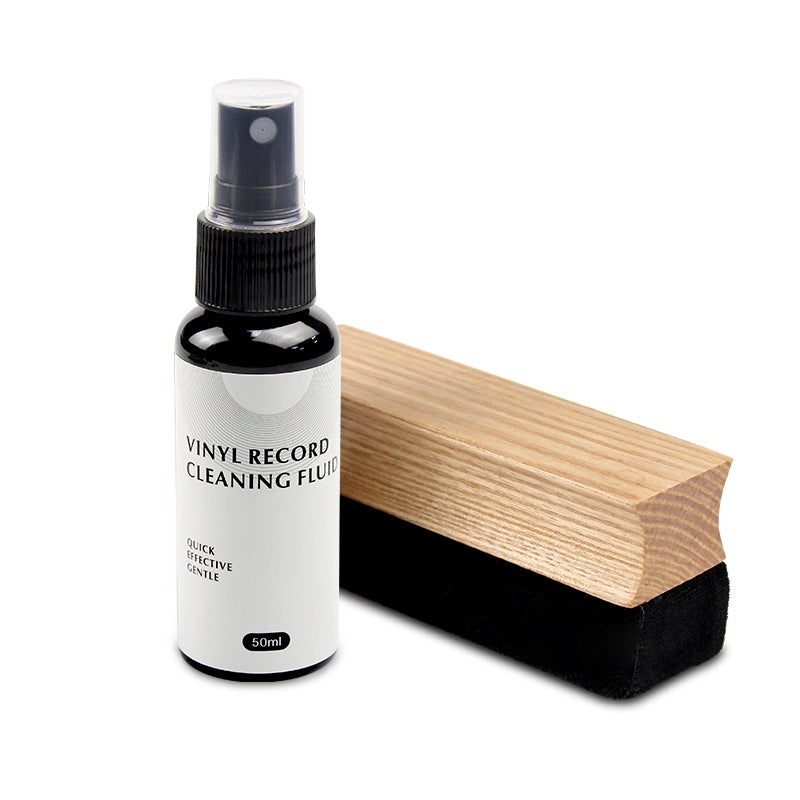Rengöringssats för vinylskivor med borste i askträ