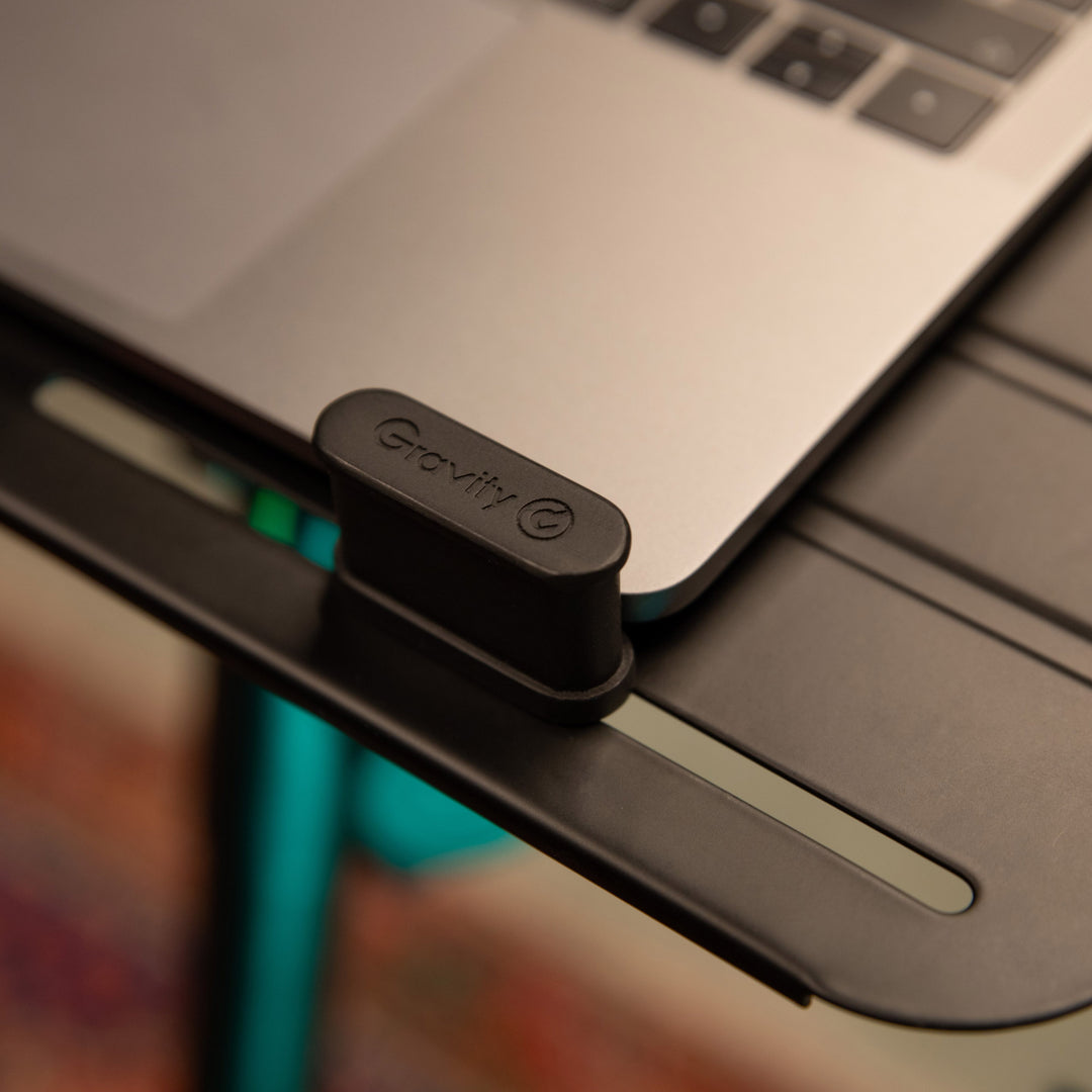 Gravity LTS T 02 B - Universell laptopstativ med justerbara hållpinnar och stålfot, svart