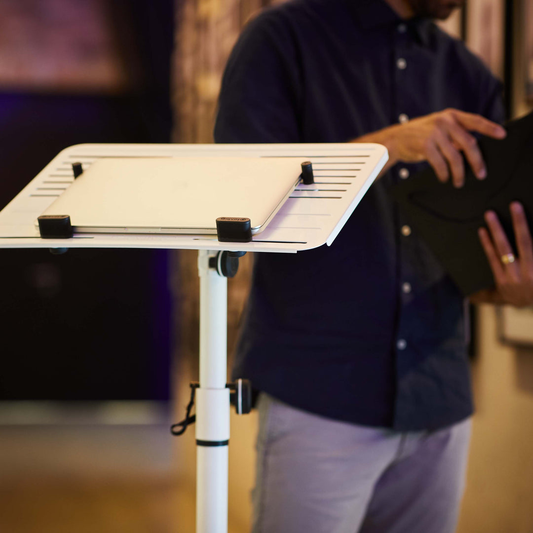 Gravity LTS T 02 W - Universell laptopstativ med justerbara hållstift och stålfot