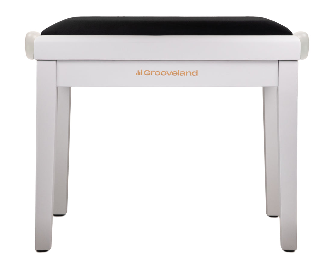 Grooveland KB200 Pianobänk (Matt Vit, Svart Sits)