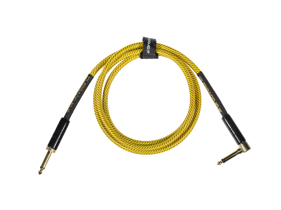 Grooveland Tweed Vinkel Gitarrkabel (1,5m - Gul)