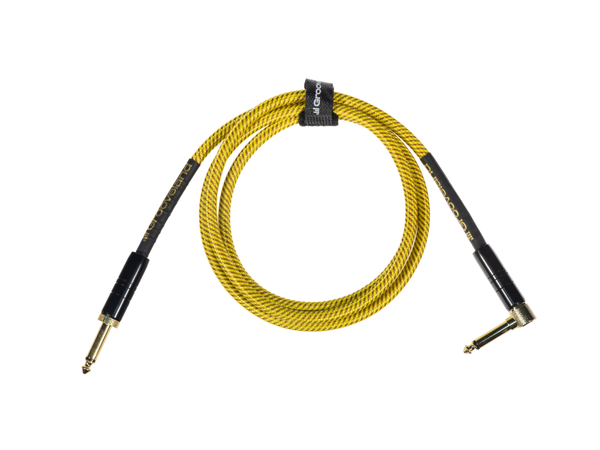 Grooveland Tweed Vinkel Gitarrkabel (1,5m - Gul)
