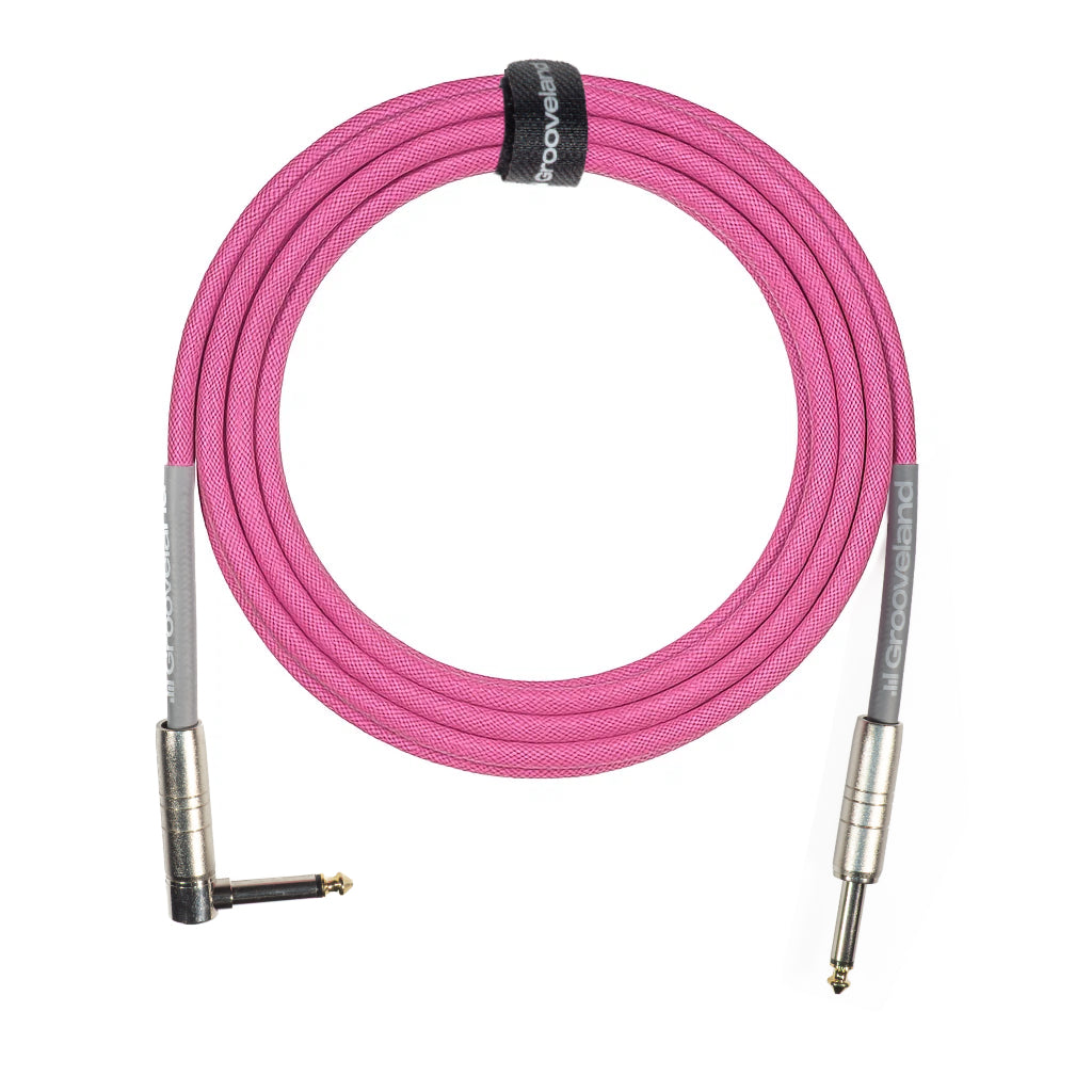 Grooveland Tweed Vinkel Gitarrkabel (6m - Rosa)