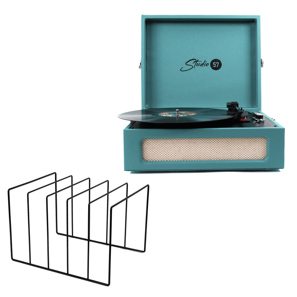 Studio 57 Groovy skivspelare med LP-ställ (Ivy)