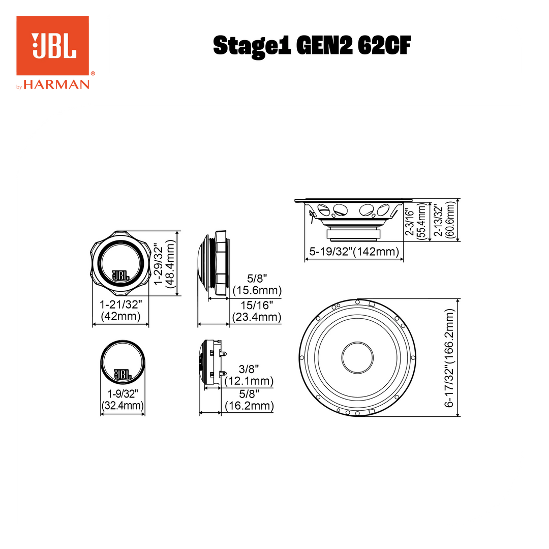 JBL Stage1 Gen2 62 6,5" koaxiala bilhögtalare