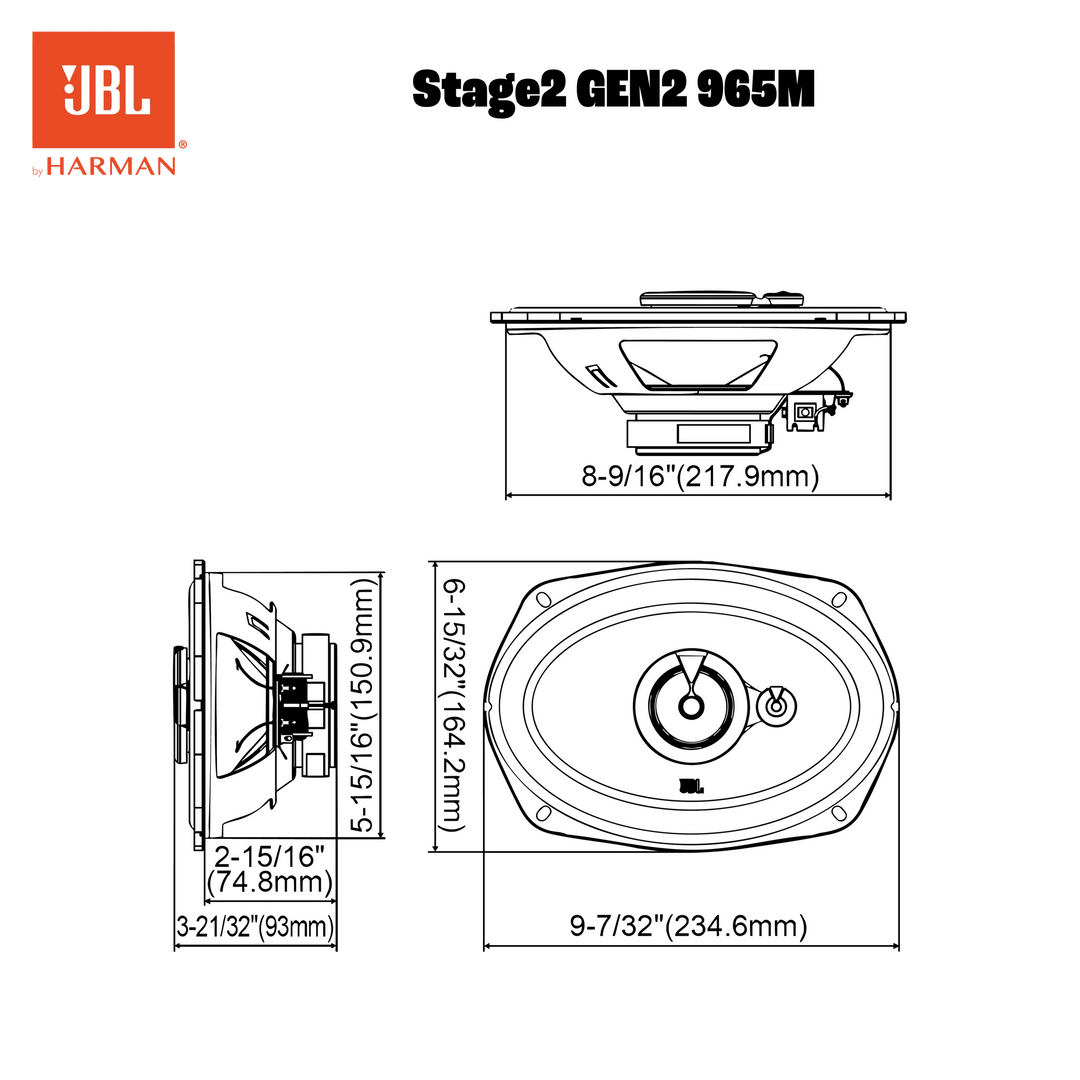 JBL Stage2 Gen2 965M 6x9" 3-vägs bilhögtalare