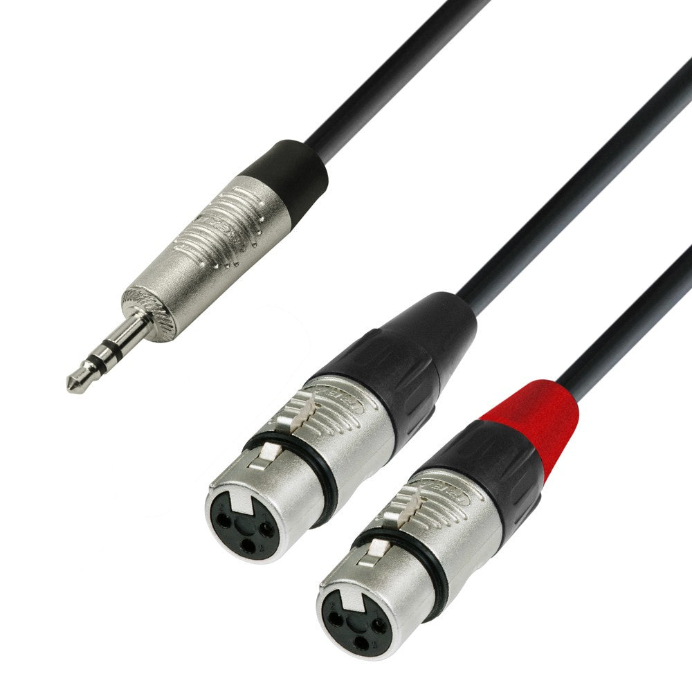 Adapterkabel 3,5 mm MiniJack stereo för 2 x XLR female (1,8m)