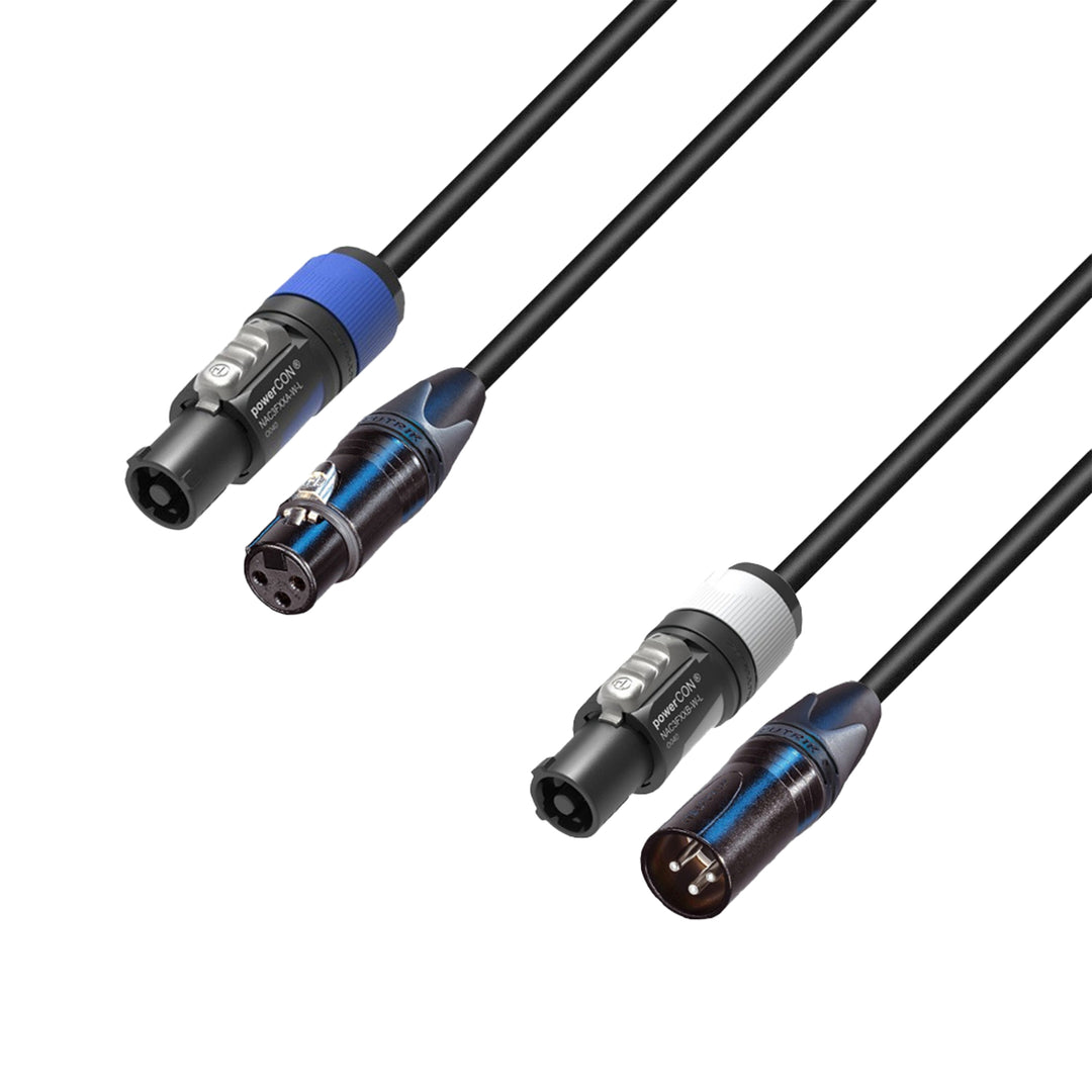 Adam Hall Cables 5 STAR H PCON D 1000 - hybridkabel | DMX Neutrik® 3-polig XLR x powerCON® | 10 m