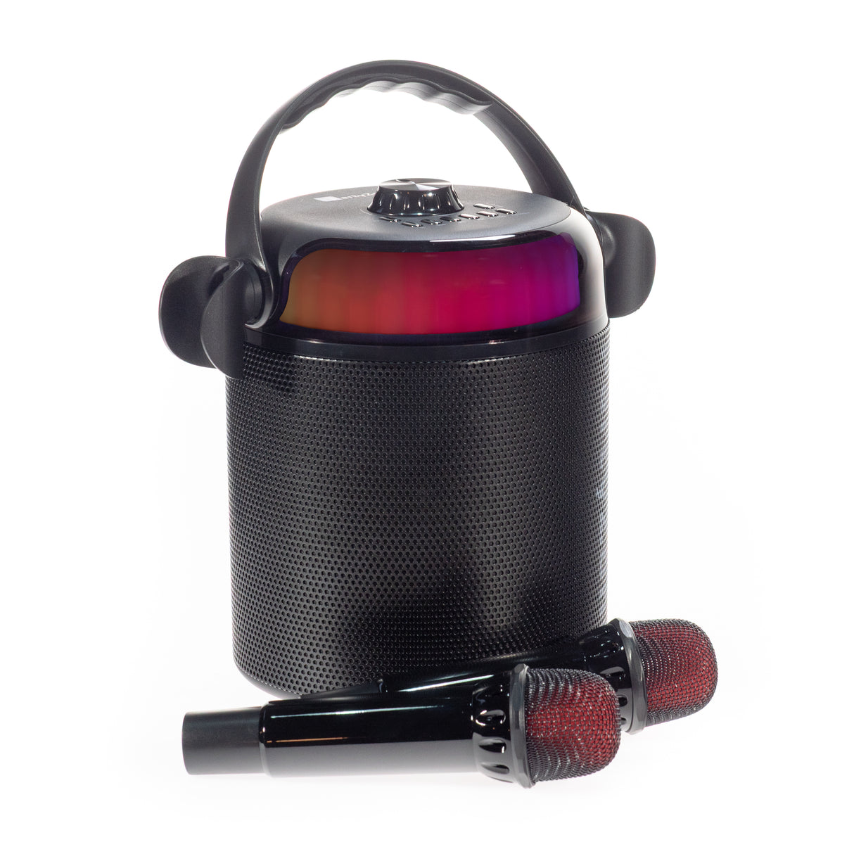 PartyZone Karaoke Set med 2 Mikrofoner (Svart) & LED PAR-ASTRO 2-i-1 Diskoljus