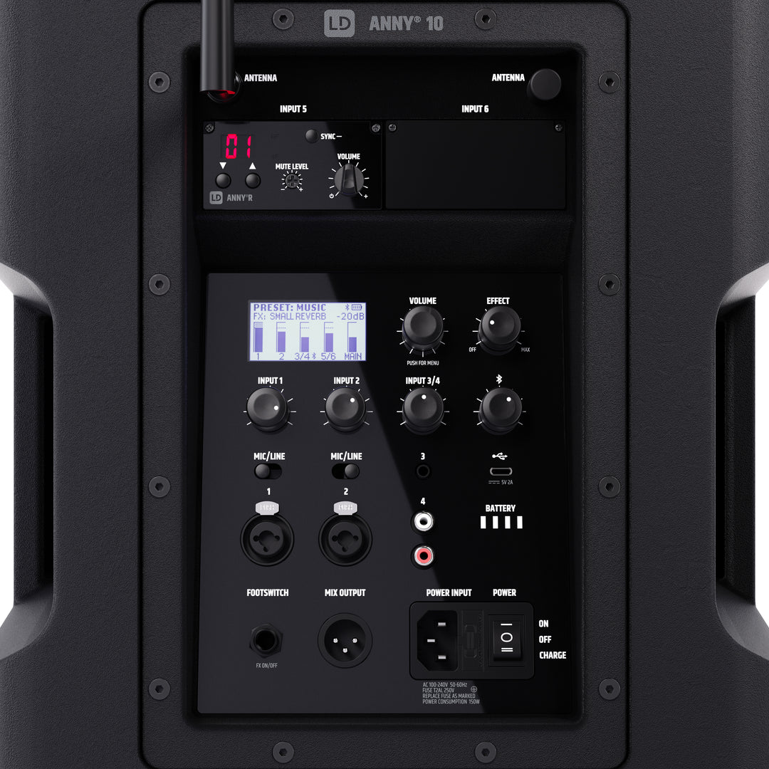 LD Systems ANNY® 10 HHD B6 - 10" portabelt batteridrivet Bluetooth® PA-system med mixer och 1x trådlös handhållen mikrofon