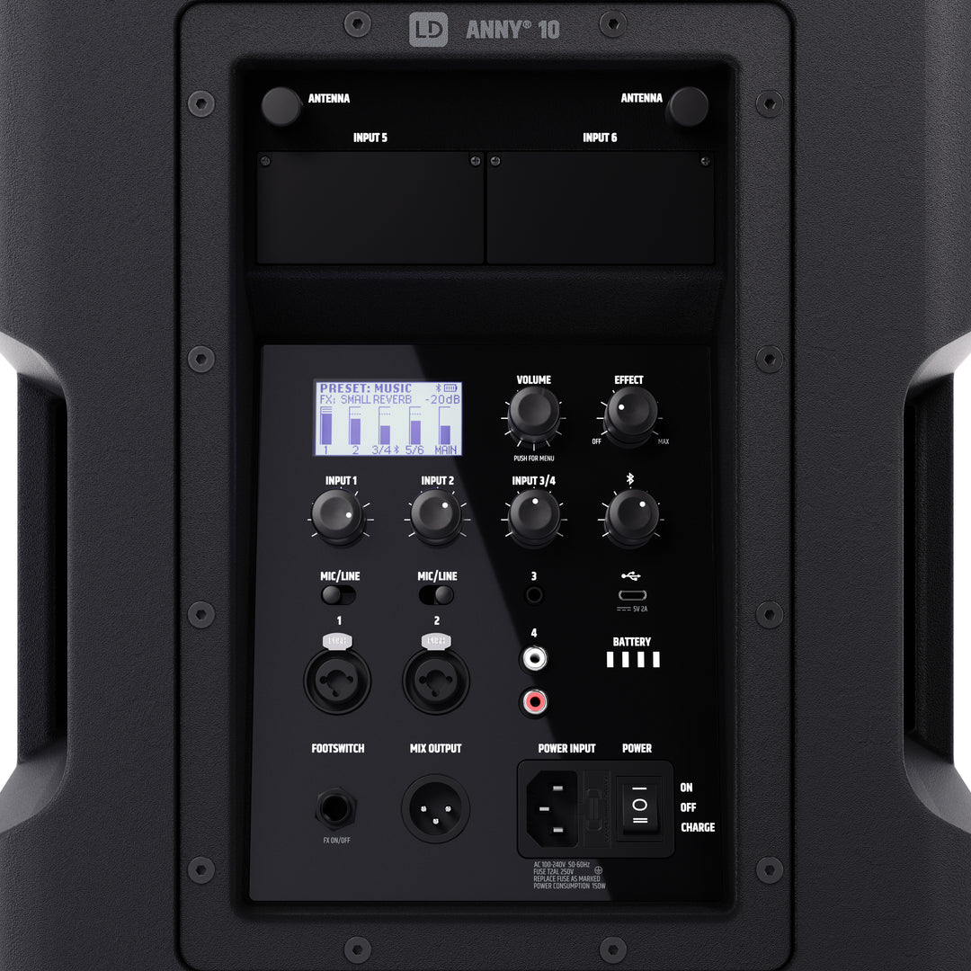 LD Systems ANNY® 10 - 10" portabelt batteridrivet Bluetooth® PA-system med mixer