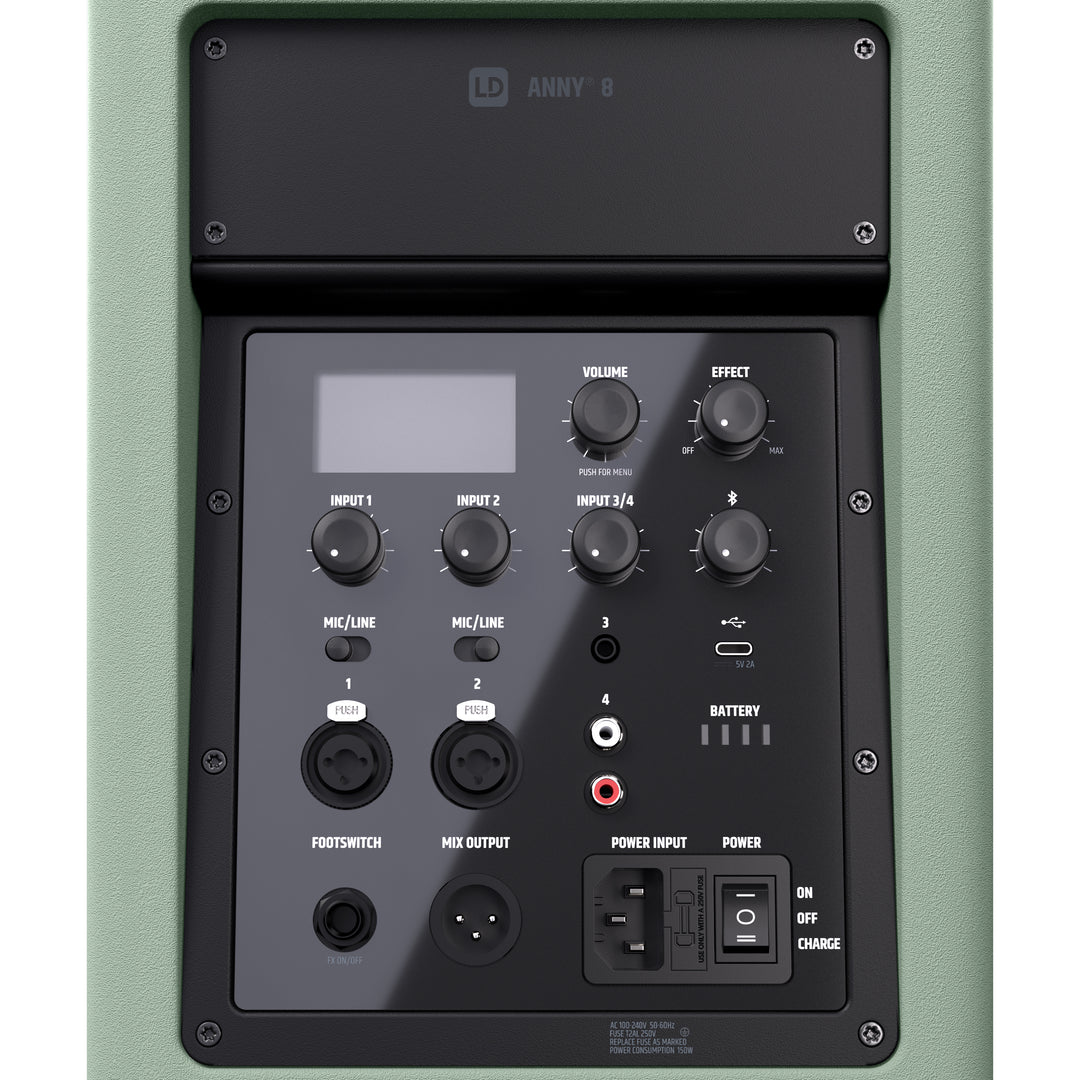 LD Systems ANNY® 8 GN - Portabel batteridriven Bluetooth® PA-högtalare med mixer, Adventure Green