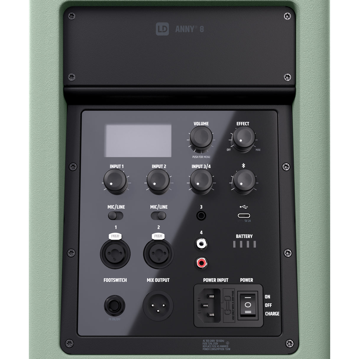 LD Systems ANNY® 8 GN - Portabel batteridriven Bluetooth® PA-högtalare med mixer, Adventure Green
