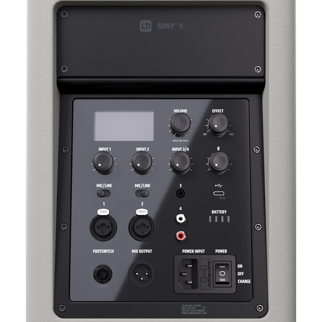 LD Systems ANNY® 8 G - Portabel batteridriven Bluetooth® PA-högtalare med mixer, Urban Grey