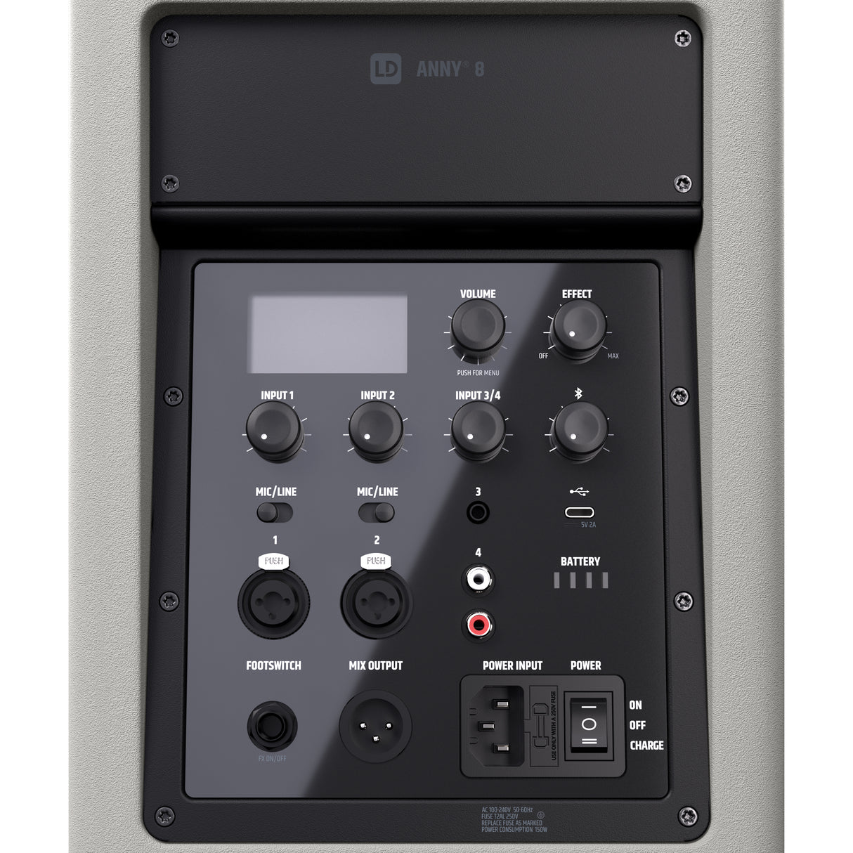 LD Systems ANNY® 8 G - Portabel batteridriven Bluetooth® PA-högtalare med mixer, Urban Grey