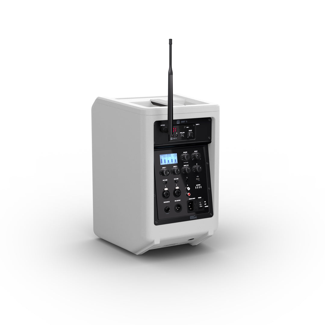 LD Systems ANNY® 8 HHD B5 W - Portabel batteridriven Bluetooth® PA-högtalare med mixer och 1x trådlös handhållen mikrofon, Ren vit