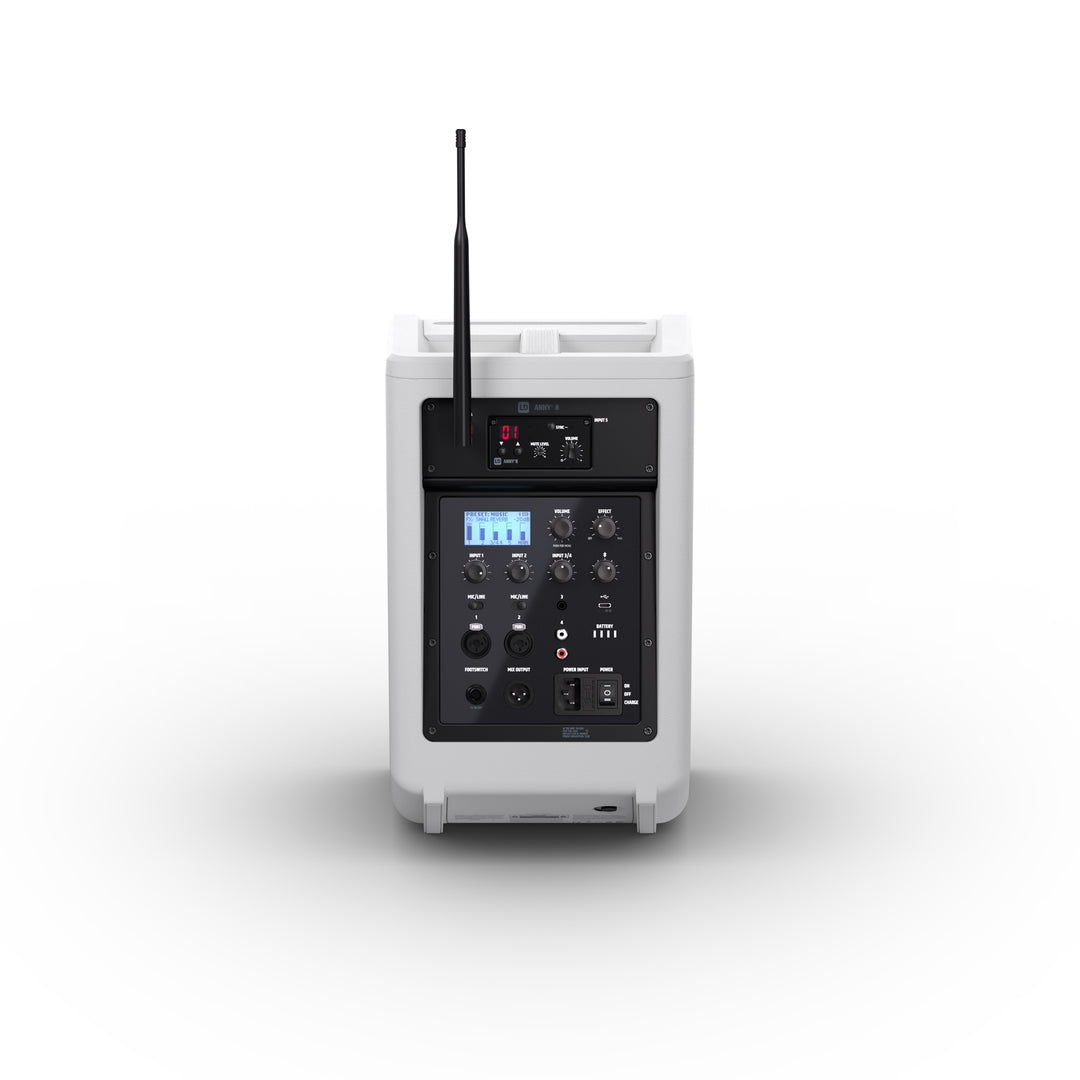 LD Systems ANNY® 8 HHD B6 W - Portabel batteridriven Bluetooth® PA-högtalare med mixer och 1x trådlös handhållen mikrofon, Ren vit