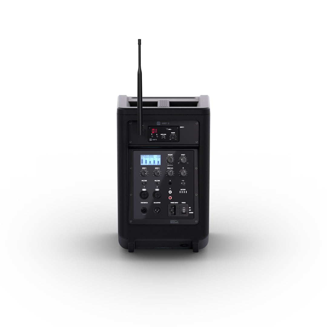LD Systems ANNY® 8 HHD B6 - Portabel batteridriven Bluetooth® PA-högtalare med mixer och 1 x trådlös handhållen mikrofon, Stage Black