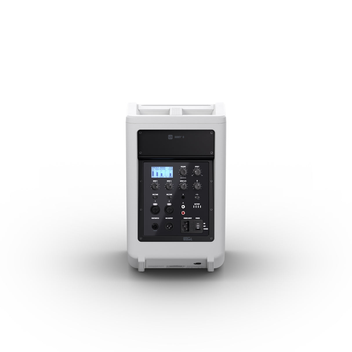 LD Systems ANNY® 8 W - Portabel batteridriven Bluetooth® PA-högtalare med mixer, ren vit