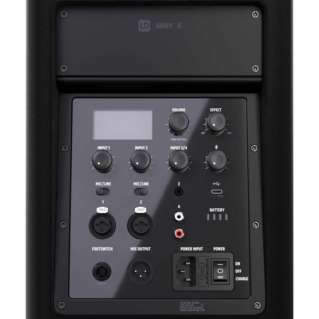LD Systems ANNY® 8 - Portabel batteridriven Bluetooth® PA-högtalare med mixer, Stage Black