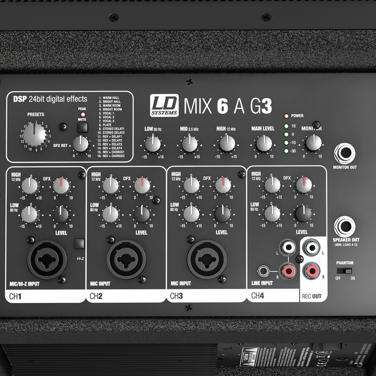 LD Systems MIX 6 A G3 - Aktiv 2-vägs högtalare med integrerad 4-kanals mixer